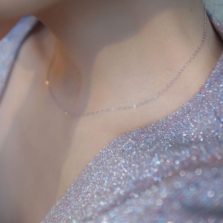 【Solo Yolo】Choker Washable !14k Gilded Ultra-Fine Necklace Naked Women Simple Silver Clavicle Chain choker Neck