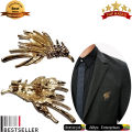 Fashion Coat Pin Brooch - Men Eagle Feather with Nug Brooch Pin - Golden - Jewelry Men’s Suit Coat Lapel Pins Shirt Collar Accessories. 