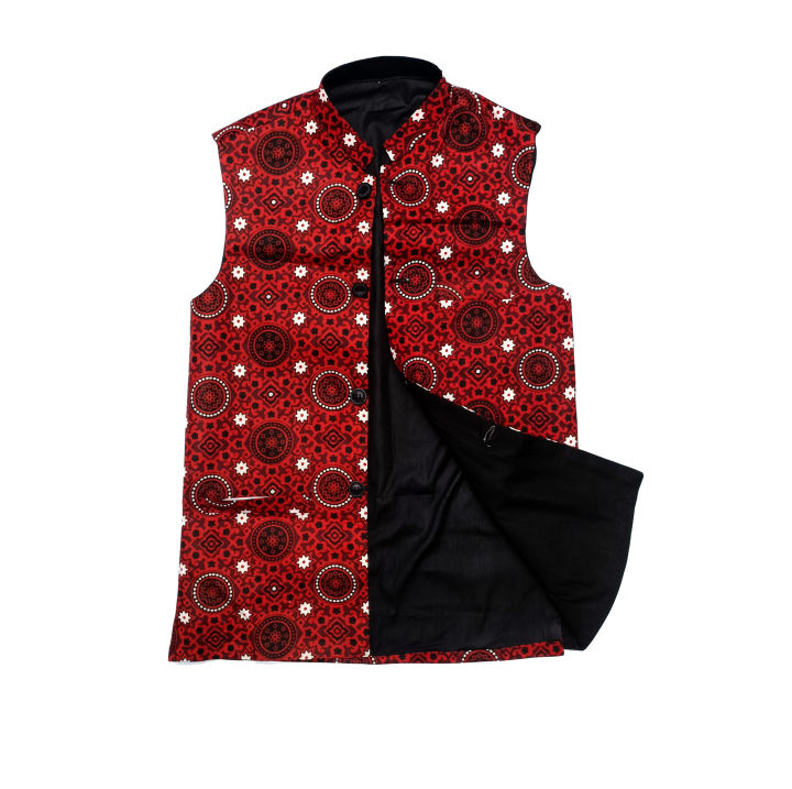 Sindhi Ajrak Waistcoat Koti for Boys Traditional Wear by Zenz | Daraz.pk