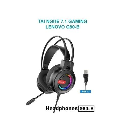 Level Up Your Gaming Experience With Lenovo thinkplus Wired Headphone Interface Usb Gaming headphones Think plus Headphones G80-B, wired, with RGB Immersive Sound, RGB Lighting, and Unmatched Comfort!