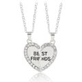 BFF Necklace Women Crystal Heart Pendant Best Friend Letter Necklace Fashion Cou. 