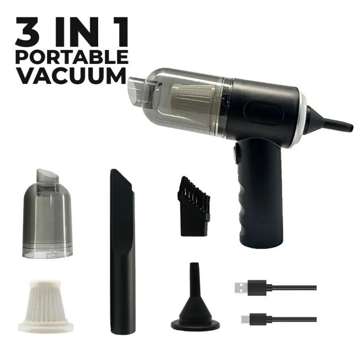 3 in 1 Vacuum Cleaner Rechargeable Dual Mode Cordless Handheld Wireless Handy Portable Light Weight, Mini Vacuum Cleaner for Car Sofas Carpet Interior & Home Office Cleaning Tool Strong Suction