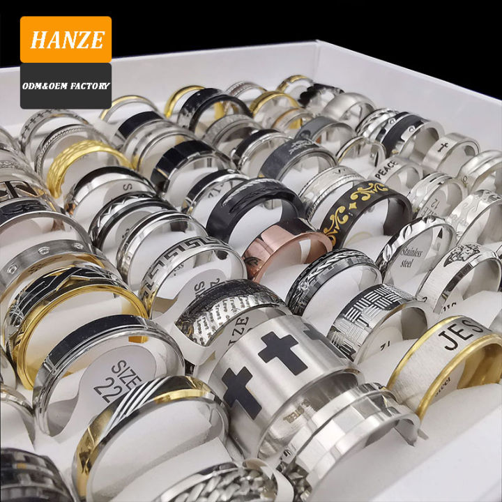 Stainless Steel Jewelry Great Wall Band Rings Tarnish Free Jewelry 18k Gold Plated Simple Wide Hollow Rings For Women
