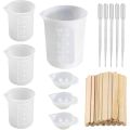 Silicone Measuring Cups for Epoxy Resin, Reusable Mixing Cups Jugs Resin Casting Container with Mixing Sticks for Resin. 