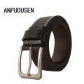 OIMG 4X120Cm Men'S Business Belt New Alloy Pin Buckle Pants Belt Anpudusen Pu Bar Belt. 