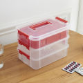 Creative Multi-Purpose Three-Layer Plastic Storage Box Transparent Makeup Jewelry Box Portable Belt Grid Desktop Storage Box. 