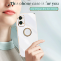 Maitus for OPPO A96 4G Back Cover with Finger Ring Holder Luxury 6D Plating Square Bumper Shiny Bling Case Camera Lens Protection Soft Silicone Phone Cover. 