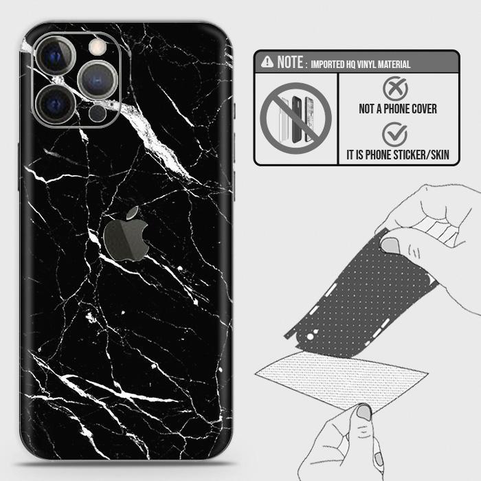 iPhone 12 Pro Max Back Skin - Design 6 - Trendy Black Marble Skin Wrap Back Sticker
