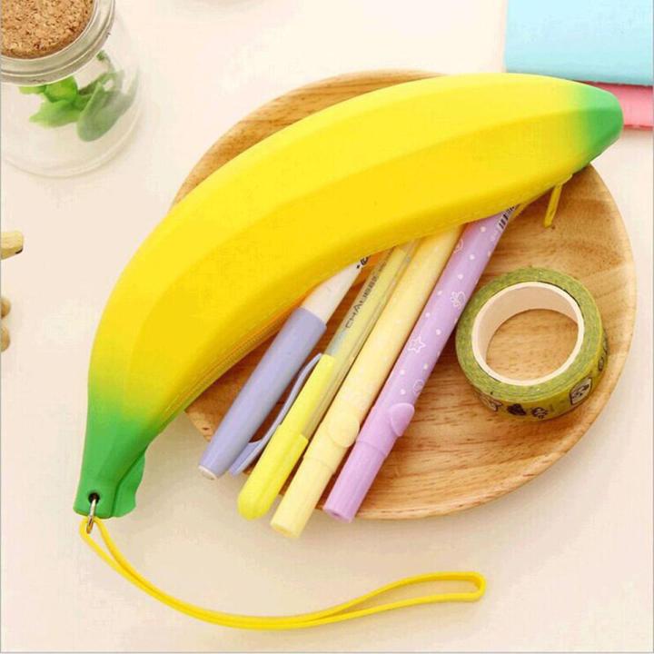 【2023NEW】Simulation banana shape silicone pencil case pencil bags quare pen bag student stationery school supplies storage Cartuchera
