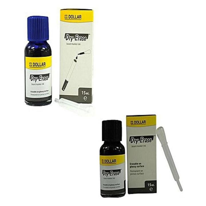 Pack Of 2 Dry Eraser Board Marker Ink-15Ml-Blue & Black (1 Pcs)