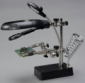 TE-800 5-LED Desktop Magnifying Glass with Auxiliary Clip and Soldering Stand. 