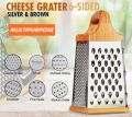 Stainless Steel Manual Grater Kadu Kash 6 Sided for Cheese Fruits Vegetables And More 6x5 inches. 