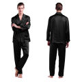 Classic Satin Long Sleeve Shirt & Pants Pajama Set For Men - Enjoy Comfort And Style With Elegant Nightwear. 