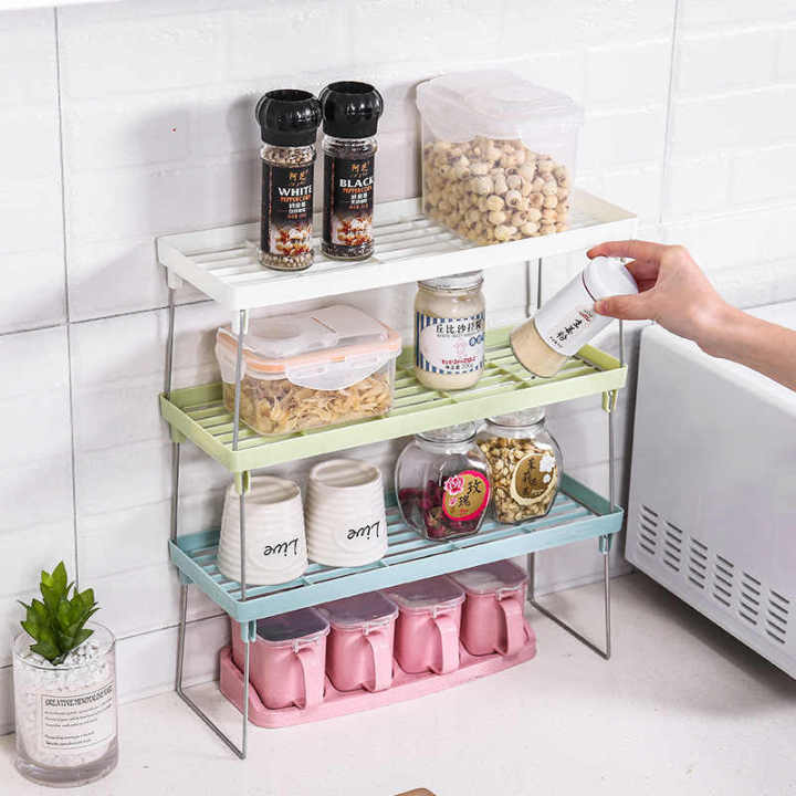 Kitchen Shelf 1 Condiment Storage Shelf Plastic Floor Rack