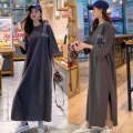 Fat mm summer outfit new lazy short sleeved loose over knee plus size dress 200 pounds long T shirt skirt. 