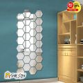 Gift City Presents Silver Acrylic Hexagon Mirror Wall Sticker Sets, 3D Wall Stickers, DIY Geometric Removable Acrylik Mirror Wall Decal, Personalized Art Hexagonal Mirror for Home Living Room Bedroom Decoration. 