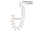 PuRui Bohemia Nose Ring Stud Earrings Rhinestone Tassel Chain Connecting Nose Clip for Women Nostril Piercing Party Jewelry. 