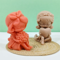 Flower Girl Candle Mold Decorative 3D Design Scented Candle Silicone Mold Heart-shape Girl Gypsum Casting Rose Candle Mould for Gift Making Home Decor Craft Enthusiasts Romantic Setting Valentine's Day Gift. 
