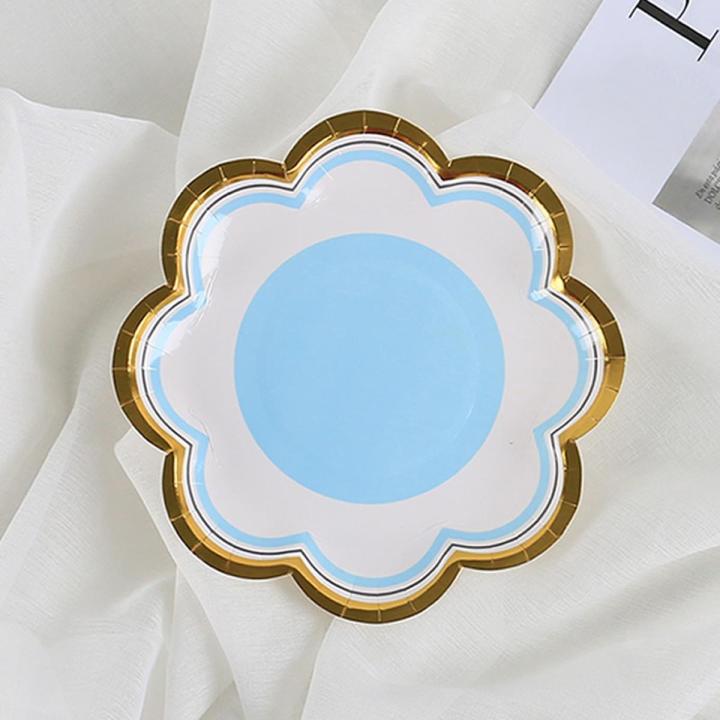 Paper Disc Wide Application Bronzing Flower Shape Paper Plates Decorations