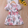 Humor Bear  Summer Dress for Girls Large Flower Pattern Pleated Dress Children's Dresses Girls. 