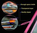 Transparent Clear Pencil Pouch With Zipper and Partition for Office and School Stationery Organizer - Pack of 5. 