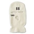 Neon Green Balaclava Hat Fashion Women Sad Dollar Embroidery Three-hole Ski Mask Full Face Cover Warm Knitted Army Tactical Mask. 