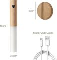 USB Rechargeable Wall Light Wood Indoors with Motion Detector Induction, Rechargeable Battery LED Wall Lamp Warm White Magnetic Bedside Lamp for Living Room Bedroom Staircase Hallway. 
