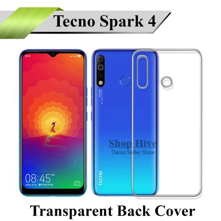 Tecno Spark 4 Transparent Back Cover Crystal Clear Jelly Cover For Spark 4