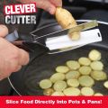 Clever Cutter, Food Scissors with Cutting Board, Smart Multi Function 2 in 1 Stainless Steel Clever Cutter and Safety Buckle, Built-in-Use for Quick and Easy Cutting as Food Shears, Vegetable Slicer, Fruit Cutter,. 