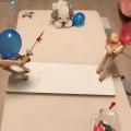 Childrenworld Engaging Wooden Fighter Game Fast-paced Bamboo Battle Balloon Game with Wooden Fencing Puppets Thrilling Balloon Fight Fun Toy Balloon Bamboo Battle Game. 