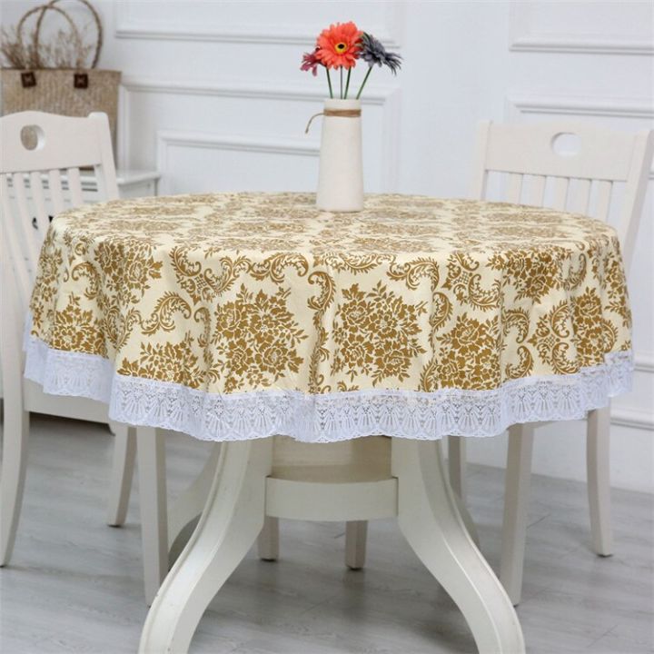 Round Table Cloth 6 Seater  vinyl Tablecloth 71 inch Waterproof Anti-Shrink Soft and Wrinkle Resistant Decorative Fabric Table Cover for Kitchen Dinning Tabletop | QS Bedding|