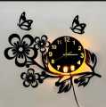 Flower Shaped Wooden Wall Clock 24 Inch Quartz Movement MDF Material Laser Cut Design. 