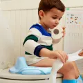 Potty Training Seat For Girls And Boys With Handles Fits Round & Oval Toilets Non-slip With Splash Guard Portable Folding Large Non Slip & Unbreakable Plastic Commode Potty Training Seat For Kids, Toddlers Toilet Seat First Year Potty Seat (blue). 