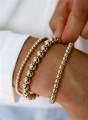 3-Yellow Gold Beaded Bracelets. 