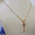 1 Carat Gold Color Pendant Long Chain Necklaces For Women Girl Gift / Gold Chain Pendants For ladies / Zircons locket For Women / Neckless for Female. 