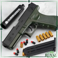 Realistic Glock-Style Soft Bullet Toy Gun - Shell Ejection Foam Dart Blaster, Manual Airsoft with Silencer, Safe Foam Shooting Toy for Kids & Adults, Outdoor & Indoor Play. 