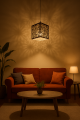 Wooden Ceiling Pendant Light – Modern Hanging Lamp with Laser Cut Design – Decorative Cube Chandelier for Living Room, Bedroom & Cafe Décor – Decorating Items – Decorating Items For Home – Home Décor – Ceiling Lamp – Room Decoration Items – Lamp. 