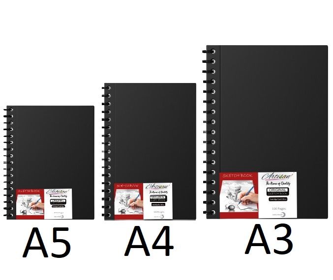 Artisan Spiral Sketch Book, 100pages, size: A5, A4 & A3, Cartridge Paper 110grams, Sketching Book artist quality textured KS