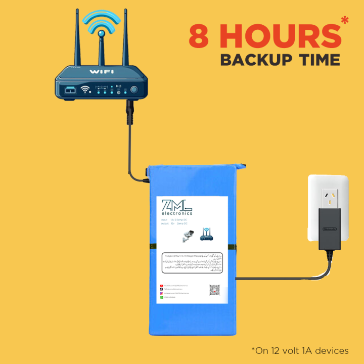 Wifi Router Battery Backup 12V Router UPS Power Bank – 6 to 8 Hours Backup | Battery for WiFi ...