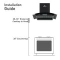 GOLDEN FUJI - Kitchen Range Hood - Wall Mounted - Pure Copper Motor Blower - Powerful Suction 1000CFM - Hand Sensor - Touch Panel - Voice Sensor - GF500. 