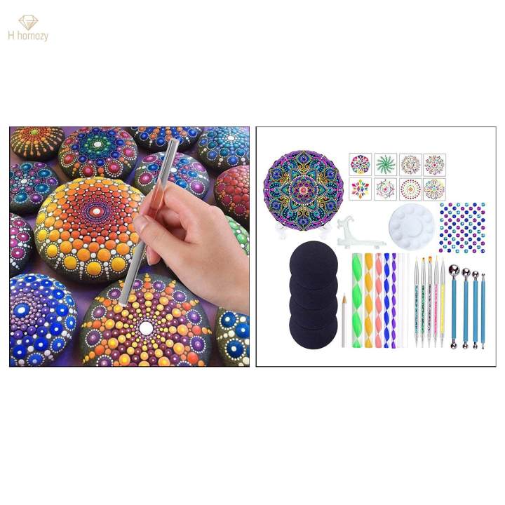 34Pcs Mandala Dotting Tool Kits Stencil Ball Rocks Stone Painting