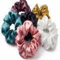 Pack of 5 High quality adjustable silk scrunchies for thick long hair Silk Scrunchies Stretchable ponytails for Girls and Women Silk hair pony multicolor. 