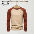 Men Elastic Cuffs T-shirt Men's Raglan Long Sleeve T-shirt O-neck Patchwork Color Pullover Tops Loose Fit Breathable Casual Tops Elastic Cuffs Round Neck T-shirt. 