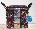 Clothes Storage Bag Rose Flower Design 18 x 27 Inch Non Woven Water Proof Material Handle Style Bag Black. 
