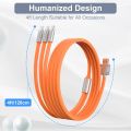 Multi Charging Cable 4FT, 3 in 1 Multi Charger Cable Heavy Duty Unbreakable Silicone Zinc Alloy Universal 3A Fast Charge Cord with Type-C/Micro USB/IP Connectors for Phones and More（Orange）. 