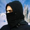 Mens Thermal Fleece Balaclava Hat Hooded Neck Warmer Winter Sports Face Mask Ski Bike Motorcycle Helmet Beanies Masked Cap - Black/Grey. 
