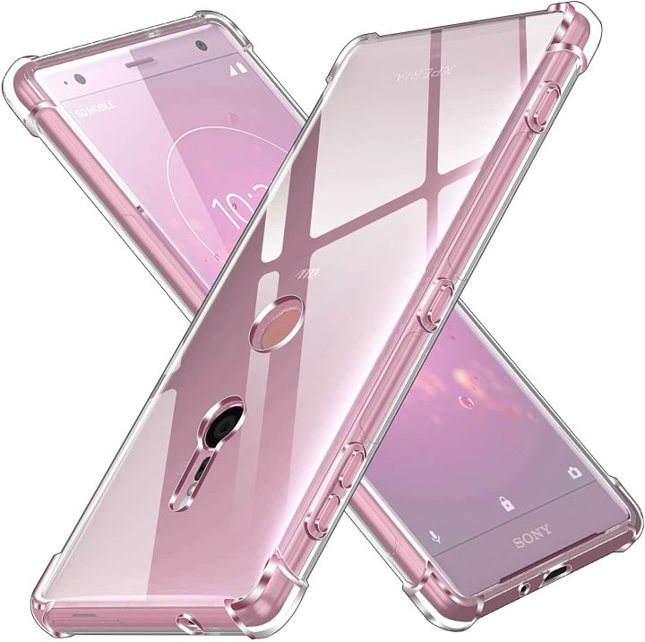 For Sony Xperia XZ2 Back Cover Shockproof Transparent Soft TPU Silicone Protector Phone Case with Shock Absorption Bumper Corners