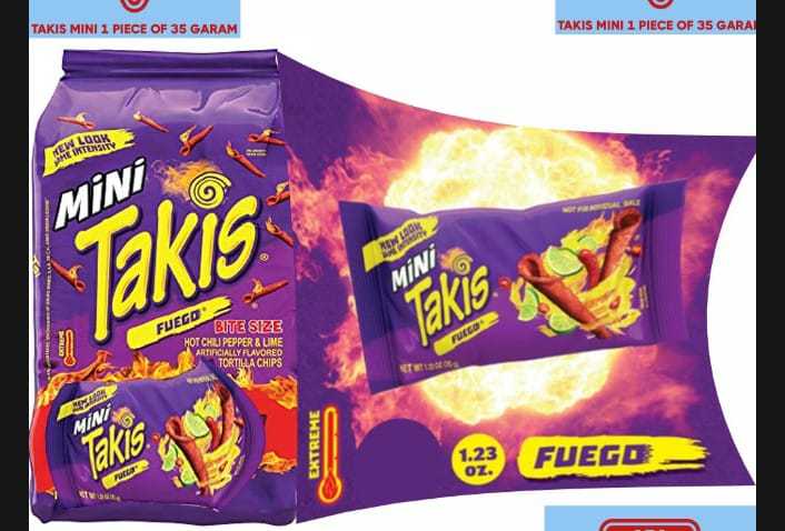 Mini Takis Mini Fuego Tortilla Chips Hot Chili Pepper & Lime imported Pack of 1 (35 g) (𝐢𝐦𝐩𝐨𝐫𝐭𝐞𝐝 & 𝐨𝐫𝐢𝐠𝐧𝐚𝐥)