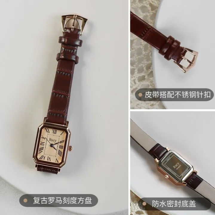 Vintage%20Small%20Dial%20Women's%20Watch%20Niche%20High-grade%20Leather%20Small%20Square%20Watch%20Light%20Luxury%20Temperament%20Quartz%20Watch%20-%20Image%203