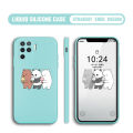 Jizetin for OPPO F19 Pro / A94 / Reno 5F / Reno 5 Lite Back Cover Cute Bare Bears and Cone Multicolor Liquid Silicone Phone Case Soft Square Lens Protection Phone Cases. 